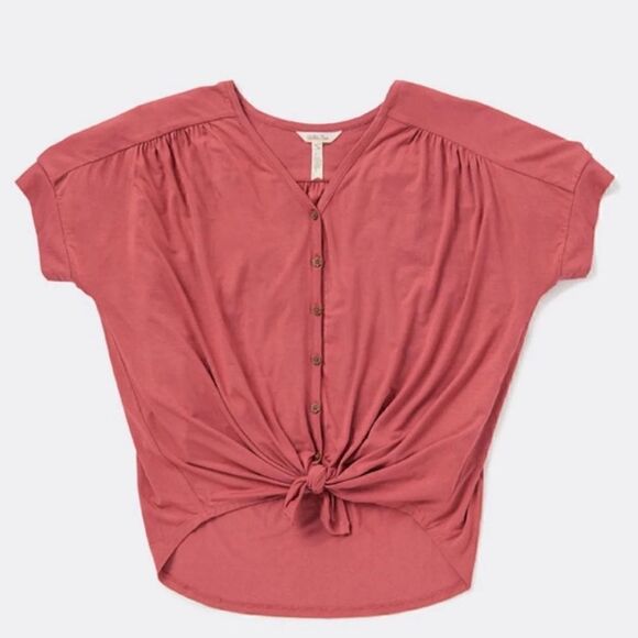 Matilda Jane MJC Becca Womens Button-Tie Front Top Short Sleeve sz S Small MJ - Picture 2 of 10
